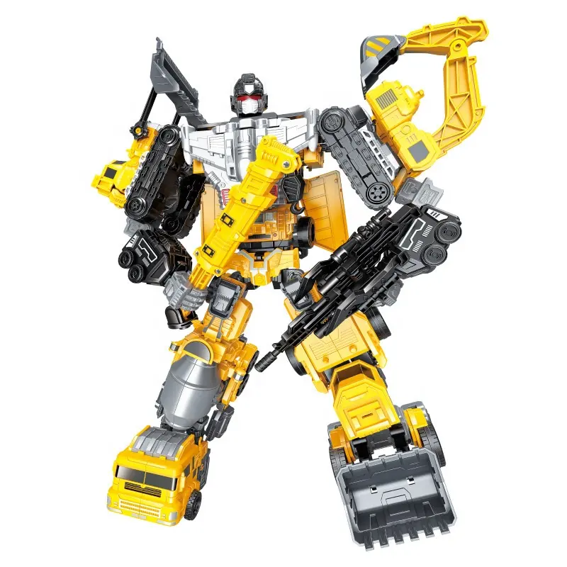 6 in 1 plastica fai da te figura giocattolo ingegneria Bulldozer camion deformazione trasforma robot car
