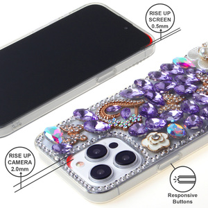 เคสโทรศัพท์มือถือลายผีเสื้อวิบวับ น่ารัก หรูหรา ประดับเพชร คริสตัล กลิตเตอร์ กันกระแทก - Product Image 2