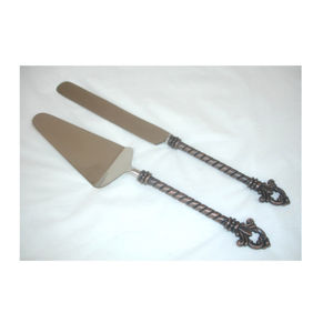 Juego de cuchillo y espátula para pastel de acero inoxidable de la mejor calidad con mango de resina – 2 piezas a precio de mayoreo - Product Image 1