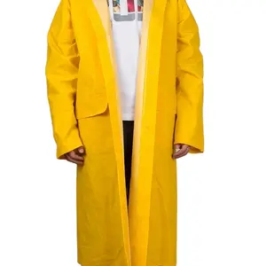 防水黄色时尚聚酯 PVC 雨衣长雨衣