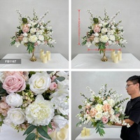 FB1167 Boule de fleurs artificielles tendance série pastel doux, pivoine rose, centre de table 50 cm pour décoration de table