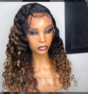 Premier 13X4 13X6 Ombre Tóc Giả Tóc Xoăn Tóc Giả Balayage Ombre Nâu Tóc Người Ren Phía Trước Tóc Giả Cho Phụ Nữ Da Đen - Product Image 1