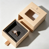 Boîte à bijoux coulissante personnalisée avec logo, boîte à bagues avec fenêtre en PET, emballage en carton pour colliers et faux cils