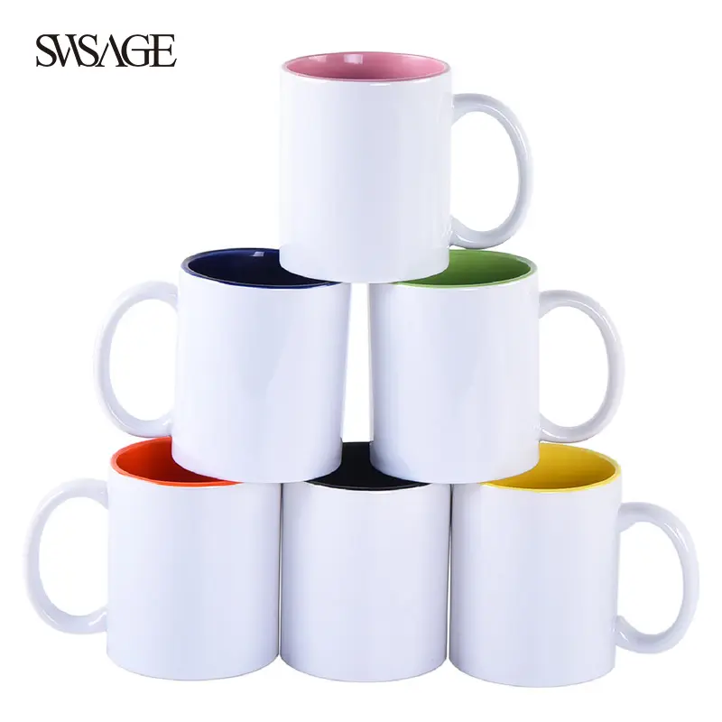 Tazas de cerámica blanca para café, agua, té, 11Oz, 15Oz, calcomanía, regalos, precio al por mayor, estampado personalizado, nuevo diseño