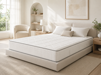 Matelas hybride moderne et écologique populaire, taille Queen et King, fermeté moyenne, mousse à mémoire de forme, ressorts ensachés avec housse amovible