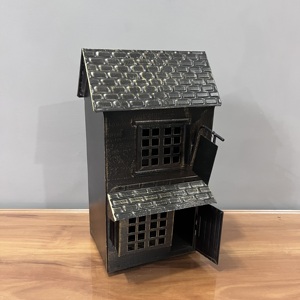 Casa para pájaros de metal, decoración de mesa, decoración del hogar, estilo industrial, forma rectangular, decoración de jardín para todas las estaciones - Product Image 4