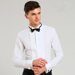 Frais Stock coton Polyester français chemise blanche hommes à manches longues chemise à l'étranger marié meilleur <span class=keywords><strong>homme</strong></span> robe fête chemise mince - Product Image 1