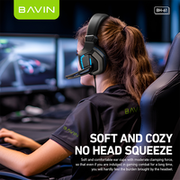 BAVIN 2025 baru Pc Gamer Gaming BH61 adaptif Headband kawat cahaya biru Headset dengan mikrofon HD