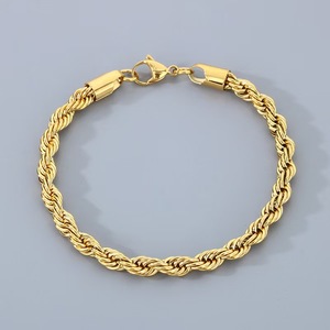 Bracelet torsadé en acier inoxydable tendance pour homme, élégant et simple, plaqué or 18 carats, style hip-hop - Product Image 6