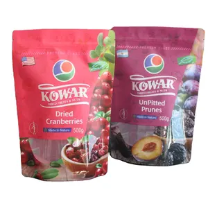 Eco friendly free sample high quality packaging doypack stand up pouch bag transparent ziplock bag for dried cranberries