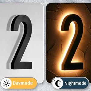 Numéros de maison solaires lumineux de <span class=keywords><strong>9</strong></span> pouces pour panneau d'adresse LED étanche, lampe numérique personnalisée pour l'extérieur de la maison - Product Image 5