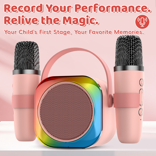 Portable Wireless Microphone Speaker RGB Atmosphere Lighting High Volume Dual Speaker Microphone Supports BT TF Card USB Aux