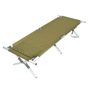 HITREE-litera plegable de aluminio para acampar, cama de camping, equipo de viaje