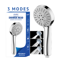 Accessoires de salle de bain Leelongs, 3 modes, pomme de douche à main à haute pression de 10 cm, économie d'eau, pomme de douche à effet pluie