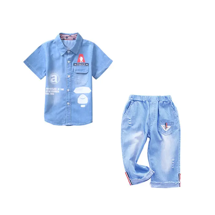Indien distribuer allemagne enfants vêtements de gros uniforme scolaire Shorts kaki pantalon et impression T-Shirt Stocklot