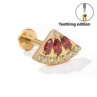 Anting-anting tusuk titanium alloy F136, ukiran rumit bergaya panjang, perhiasan tulang rawan telinga, bentuk geometris zircon, batang 8mm
