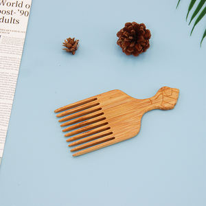 Peigne <span class=keywords><strong>Afro</strong></span> en Bois de Bambou pour Coiffure de Barbiers, Peigne Démêloir à Dents Larges pour <span class=keywords><strong>Barbe</strong></span>, Logo et Emballage Personnalisables - Product Image 4