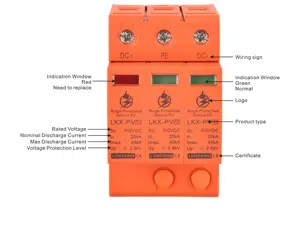 Dc 500V 800V T2 2P 20ka-40ka Dps Spd Overspanningsbeveiliging Apparaten Voor Zonnestelsel