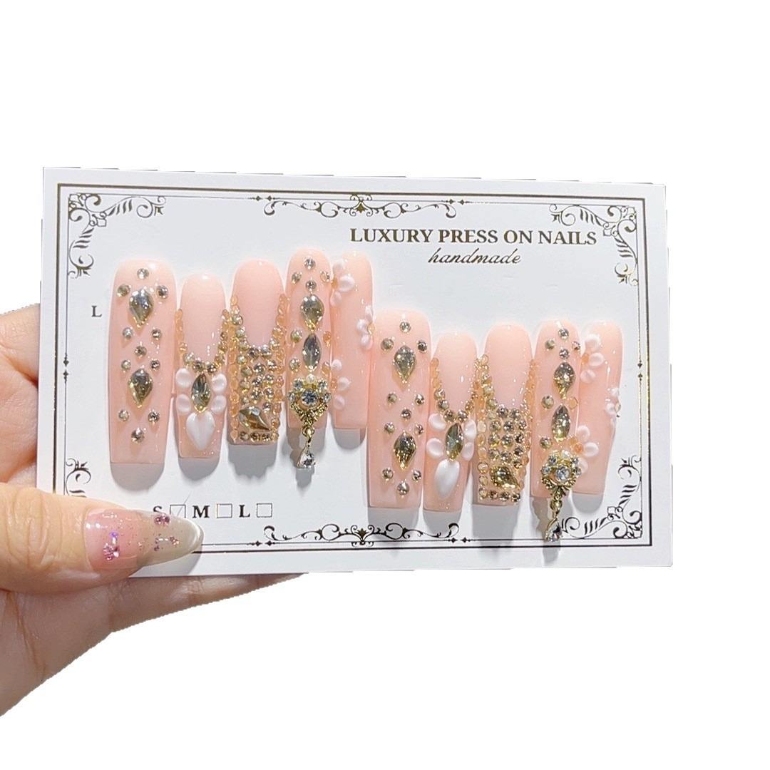 OEM Wholesale Handmade Designer Style 10 Pcs Long Press-On False Nails Easy Application for Fingers Artificial Fingernails