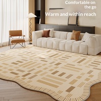 Alfombra de Salón de Estilo Americano, Ligera y de Lujo, Sensación Premium, Resistente a las Manchas, de Bajo Mantenimiento, Antideslizante, Impermeable, con Patrón Geométrico