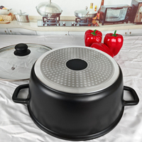 Casserole classique à double anse antiadhésive et épaissie pour soupes et sautés, avec couvercle en verre