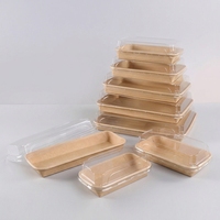 Boîte à sushi en papier kraft recyclable personnalisée pour l'emballage de repas à emporter, vente en gros, boîte en papier écologique jetable
