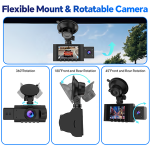 <span class=keywords><strong>Cam</strong></span>éra embarquée triple objectif OEM 1080P Full HD 3 canaux IPS 2 pouces avec enregistrement en boucle, moniteur de stationnement et vision nocturne pour taxi - Product Image 3