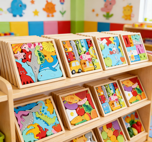 CPC 蒙特梭利卡通动物恐龙 3D 木制学习拼图块板儿童水果交通玩具男孩和女孩 - Product Image 3