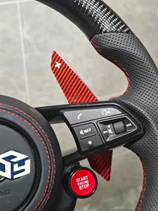 Volant de direction avec bouton de démarrage S-Line, demi-alcantara, fibre de carbone, palettes LED pour Audi TT R8 A4 A5 S4 RS6 A6 C7 RS Q5 <span class=keywords><strong>Q6</strong></span> - Product Image 6