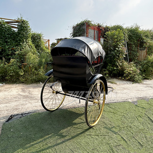 Preços com desconto Veículo de Transporte 2 Assentos Rickshaw Sightseeing Travel Rickshaw Carruagem Desenhada a Cavalo Jinrikisha Mão Puxada - Product Image 2