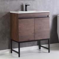 Style industriel 24 pouces marbre de culture MDF salle de bain lavabo autoportant petite vanité simple évier en céramique pour usage en appartement