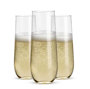Bicchieri da tostatura infrangibili trasparenti flauti da Champagne in plastica usa e getta infrangibili