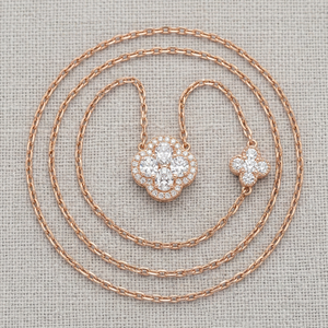 Collar con Diamante Cultivado en Laboratorio Certificado por IGI, 0.65ct, Motivo de Trébol de 4 Hojas con Halo, Oro Sólido de 18K, 14K, 10K, Plata 925, Colgante para Mujer - Product Image 1