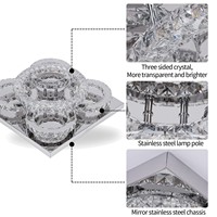 Plafonnier LED personnalisé en cristal avec cadre en acier inoxydable, design moderne pour chambre à coucher, télécommande