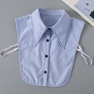 Personalizada línea negra blanco azul bordado media camisa desmontable cuello falso mujeres sin mangas Dickey cuello para abrigo - Product Image 6
