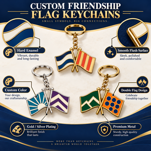 Porte-clés en métal double drapeau, en alliage de zinc, forme irrégulière, souvenir de mode, porte-clés émaillés faits à la main et personnalisés pour événements et cadeaux - Product Image 4