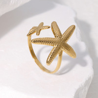 Meeresstern-Ring aus Edelstahl im Ozean-Stil, Trendig und Vielseitig, Verblasst Nicht, Hochwertiges Gefühl, Offenes Design