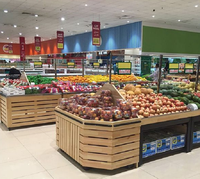 Commerciële houten displayrek met 10 planken voor groenten en fruit, supermarkt fruit- en groentenopslag, displaybalie