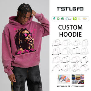 Sweat à capuche brodé en coton biologique surdimensionné pour hommes, poids lourd d'hiver 500 g/m² - Product Image 1