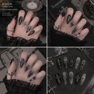 Autocollants pour ongles en PVC imperméables, fins et adhésifs, style gothique grunge, en gros, motifs croix noire et argentée, ange, Vierge Marie, pour fournitures de salon - Product Image 5