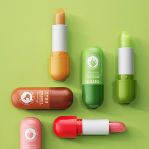 EBUG-Bálsamo labial natural para el cuidado de los <span class=keywords><strong>labios</strong></span>, Bálsamo hidratante para el cuidado de los <span class=keywords><strong>labios</strong></span>, con diseño de fresa, <span class=keywords><strong>aloe</strong></span> <span class=keywords><strong>vera</strong></span>, miel, té verde, Durazno - Product Image 2
