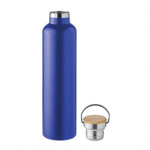 Bouteille isotherme en acier inoxydable 1L personnalisée avec logo promotionnel, couvercle en bambou, poignée métallique, pour le sport, la remise en forme, les activités de plein air, cadeau - Product Image 4