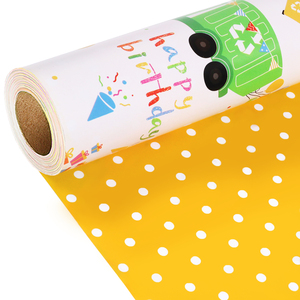 Papel de Regalo Reversible con Diseño de Camión de Basura para Niños, con Estampado de Letras de Feliz Cumpleaños y Puntos Amarillos, para Cajas de Regalo y Manualidades - Product Image 5