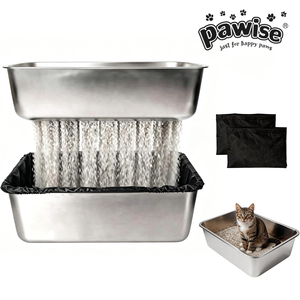 <span class=keywords><strong>Bac</strong></span> à litière Pawise anti-odeur, grand format, côtés hauts, en acier inoxydable 201, anti-rouille, <span class=keywords><strong>avec</strong></span> tamis pour chat et lapin - Product Image 1