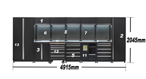 Armoire <span class=keywords><strong>de</strong></span> <span class=keywords><strong>rangement</strong></span> d'outils <span class=keywords><strong>de</strong></span> <span class=keywords><strong>garage</strong></span> pour réparation automobile, personnalisable OEM/ODM/OBM, 4 tiroirs, noire, avec serrure à clé, plan <span class=keywords><strong>de</strong></span> travail SPCC et <span class=keywords><strong>panneau</strong></span> suspendu - Product Image 2