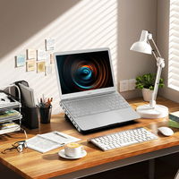 Dudukan Laptop YICOSUN P2 6-in-1 USB C Hub, Penyangga Notebook Ergonomis Lipat Aluminium dengan Docking Station