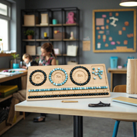 Planche de fabrication de bijoux en bois de bambou écologique, gravée et peinte, plateau à perles, fournitures DIY, couleur naturelle, rectangulaire, Long River
