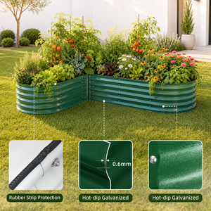 Bac <span class=keywords><strong>de</strong></span> <span class=keywords><strong>jardin</strong></span> surélevé en acier galvanisé ondulé 6x4 pieds, profondeur 18 pouces, pour légumes, fabrication OEM - Product Image 2