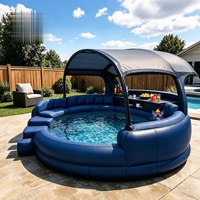 Piscine ronde gonflable avec auvent et bar, piscine familiale pour divertissements aquatiques en plein air pour les fêtes estivales