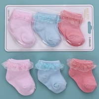 Nouvelle Arrivée Chaussettes Bébé Fille Adorables en Tricot Respirant avec Jolie Dentelle pour Nouveau-né